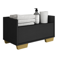 Gabinete Armário Banheiro 60cm Multimóveis V3625 Preto/Natural