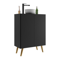 Gabinete Banheiro 2 Portas Retrô 63cm Multimóveis V5006 Preto/Natural
