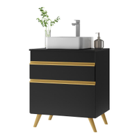 Gabinete Banheiro 1 Porta e 1 Gaveta Retrô 70cm Multimóveis V5024 Preto