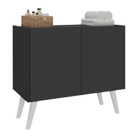 Gabinete Armário de Banheiro 62,5cm Retrô 2 Portas Multimóveis MP5045 Preto/Branco