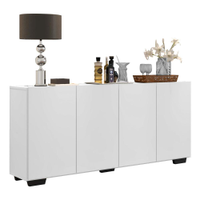 Aparador Buffet 4 Portas com Pés Quadrados Veneza Multimóveis V3557 Branco/Preto