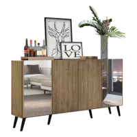 Aparador Buffet 4 Portas com Espelho Retrô Vegas Multimóveis V3562 Rustic/Preto