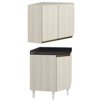Armario E Balcao Canto Obliquo 75cm MDF Kali Bianco Toq Bianco Toq Nicioli