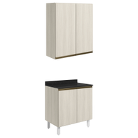Armario Aereo Balcao 2 Portas 80cm MDF Kali Bianco Toq Bianco Toq Nicioli