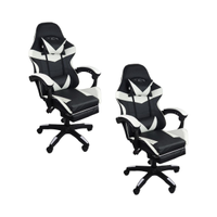 Kit 2 Cadeiras Gamer Stillus Ergonômica com Apoio Para os Pés - Preta / Branca