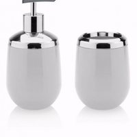 Kit Cromado Para Banheiro 2 Peças Branco Transparentes
