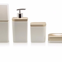 Conjunto Para Banheiro De 4 Peças Cromado Branco E Dourado