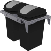 Lixeira Dupla Deslizante 15L Flat Cozinha Aço Pintado Preto