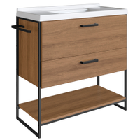 Gabinete Banheiro 80 cm Com Lavatorio Marmorite P1008 Preto Mell PP