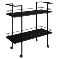 Carrinho Bar Industrial Com Rodizios P1036 Preto PP Milani Store