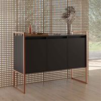 Balcão Buffet Aparador Industrial 3 Portas - Preto/Cobre