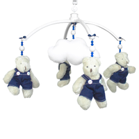 Móbile Musical Ursinho Marinho e Nuvem Quarto Bebê Infantil Menino