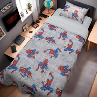 Edredom Solteiro Homem Aranha Marvel 150x220cm 100% Algodão Spider Wall Cinza
