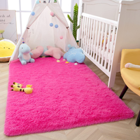 Tapete Pelo Alto Felpudo Macio Anti Derrapante Anti Alérgico Rosa - 100 x 120 cm Tapete para Sala e Quarto