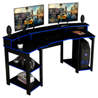 Mesa Gamer Cockpit 3 Prateleiras ME4167 Preto Azul Tecno Mobili