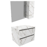 Conjunto Para Banheiro Gabinete E Espelheira BN3607x02 Marmore Branco Tecno Mobili