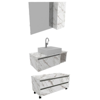 Conjunto Para Banheiro Armarios Com Cuba BN1 Marmore Branco Tecno Mobili