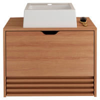Gabinete Com Cuba Para Banheiro BN3630x13 Amendoa Tecno Mobili