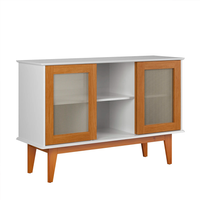 Buffet Detroit 3 PT Branco e Madeira