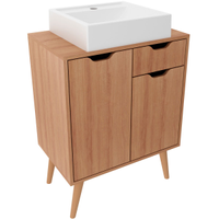 Gabinete para Banheiro 60 cm 2 Portas com Cuba Meire Amêndoa