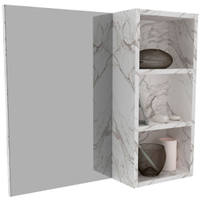 Espelheira para Banheiro 60 cm 3 Nichos Valente Mármore Branco