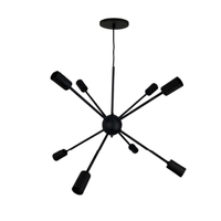 Lustre Sputinik 08 Lâmpadas E27 Preto - T.Y Iluminação