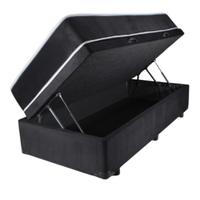 Cama Solteirão Box Baú P/ Colchão 0,96cm x 2,03cm Suede Preto