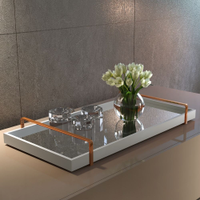 Bandeja Decorativa Espelhada Alça Cobre Larflex Off White