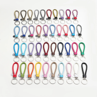 1PC 12cm Colorful PU Leather Braided Woven Rope Keychain DIY Bag Pendant Key Chain Holder Key Car Trinket Keyring For Men Women