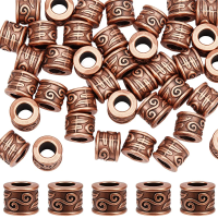 50Pcs Style European Beads Column Red Copper 8.5x7mm Hole: 5mm