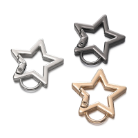 5pcs/lot Openable Five-pointed Star Keyring Metal Pentagram Spring Gate Key Chain Buckles DIY Spring Clasp Hooks