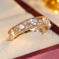 Minimalist Hollow White Zircon Small Round Stone Rings For Women Vintage Gold Silver Color Wedding Bands Engagement Jewelry Gift
