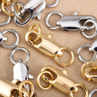 5Pcs Gold Color Brass Lobster Clasps Hooks Connectors With 10Pcs Open Jump Ring For Jewelry Making Diy Bracelet Necklace Crafts