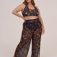 Calça Pantalona Tule Estampa Galáxia
