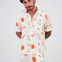 Camisa Masculina Manga Curta Estampa Drinks