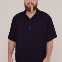 Camisa Masculina Manga Curta Moletom Grafiato Marinho