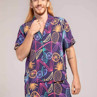 Camisa Masculina Pijama Manga Curta Estampa Frutas