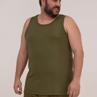 Regata Básica Canelada Decote U Verde Militar