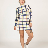 Vestido Mini Manga Longa Gola Alta Xadrez London