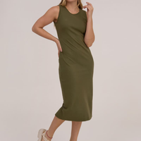 Vestido Regata Básico Canelado Verde Militar