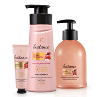 Combo Instance Frutas Vermelhas: Creme Hidratante Para As Mãos 30g + Sabonete Líquido Para As Mãos 250ml + Hidratante Desodorante Corporal 400ml