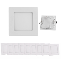 Kit 10 Plafons LED De Embutir Quadrado Branco 6W 12Cm X 12Cm