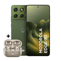 Kit smartphone motorola edge 70 512GB e fone moto buds loop Swarovski Champagne 24GB (12GB RAM + 12GB RAM Boost), Ultrafino, 3 cameras 50MP e tela extreme Amoled 120hz - Bronze Green