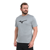 Camiseta de Corrida Masculina Mizuno Run Spark Big Logo GG Cinza