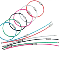 Stainless Steel Key Rings, 2mm Thick Wire, 6-inch Cable, 12-Pack, 6 Colors
