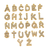5pcs Stainless Steel Gold Rhinestone Letters Charms DIY Women Girl Alphabet Necklace Pendants Jewelry Bracelet Earrings Making