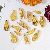 5pcs Stainless Steel Palm Eyes Hand Heart Charms Gold Plating for Women Bracelet Necklace Pendant DIY Jewelry Gift Supplies