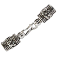 Antiqued solid 925 sterling silver S Clasp Leather Cord End Cap , Thai Silver jewelry diy findings/components 1