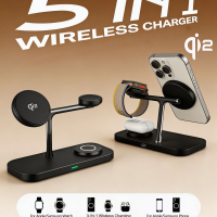 TIMESS QI2 3 in 1 Magnetic Wireless Chargers For iPhone 16 15 14 13 12 Fast Charging Station For Apple Watch Airpods 2 3 4 stand