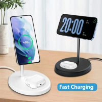 2 In 1 Fast Wireless Charging Stantion Magnetic Wireless Charger Stand for iPhone 17 16 15 14 13 12 AirPods 4/3 Pro for MagSafe